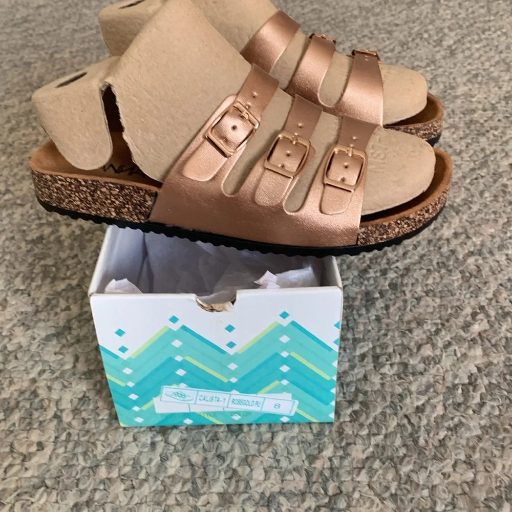 Anna Calista Rosegold Slide Sandals with Adjustable Straps 🆕